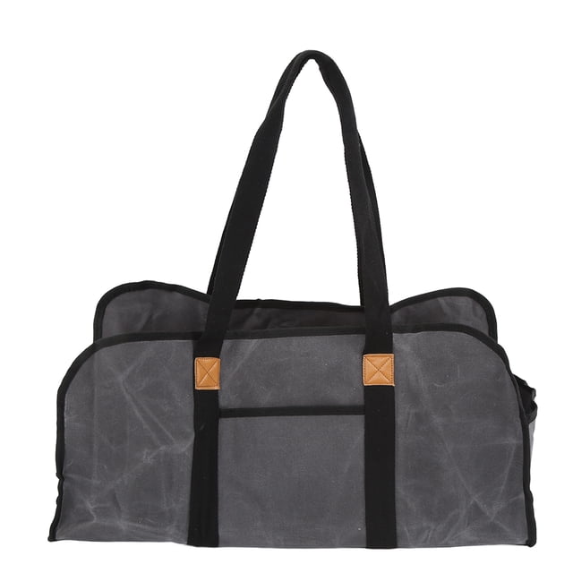 Bolsa de lona encerada, bolsa grande para almacenar leña, portátil, con asa
