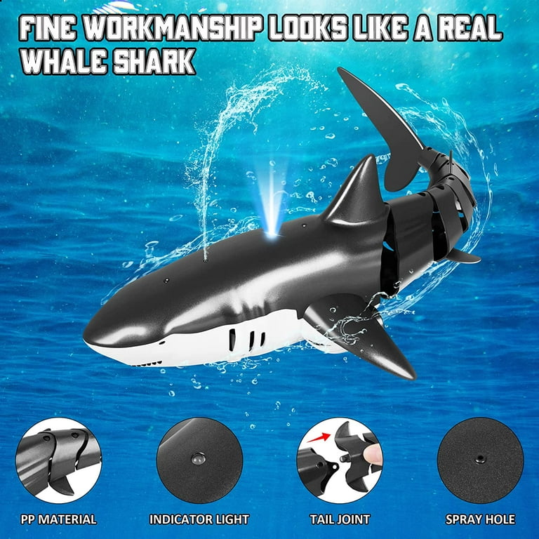 Autucker Remote Control Shark Toy 1:18 Scale High Simulation Shark for  Rechargeable 2.4G Remote Control Boat Pool Games,Swimming Pool Bathroom  Great Gift RC Boat Toys for Boys and Girls 