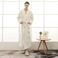 thumbnail image 3 of Womens Mens Fleece Robe Soft Plush Bathrobe Long Warm, 3 of 5