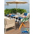 thumbnail image 4 of Outdoor Tablecloth with Umbrella Hole and Zipper, Christmas Blue Truck Rectangle Table Cloth 60x120 Inch Waterproof Tablecloth, Xmas Tree Bow Rustic White Black Checkered Picnic Table Cover for Patio, 4 of 7