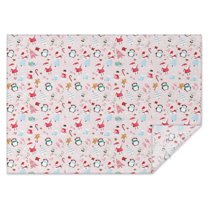 Pink Christmas Santa and Penguin Pattern Rectangle Tablecloth 60"x84",Waterproof Polyester Rectangle Table Cloth, Wipeable Spillproof Polyester Tablecloth for Dining, Camping, Indoor and Outdoor