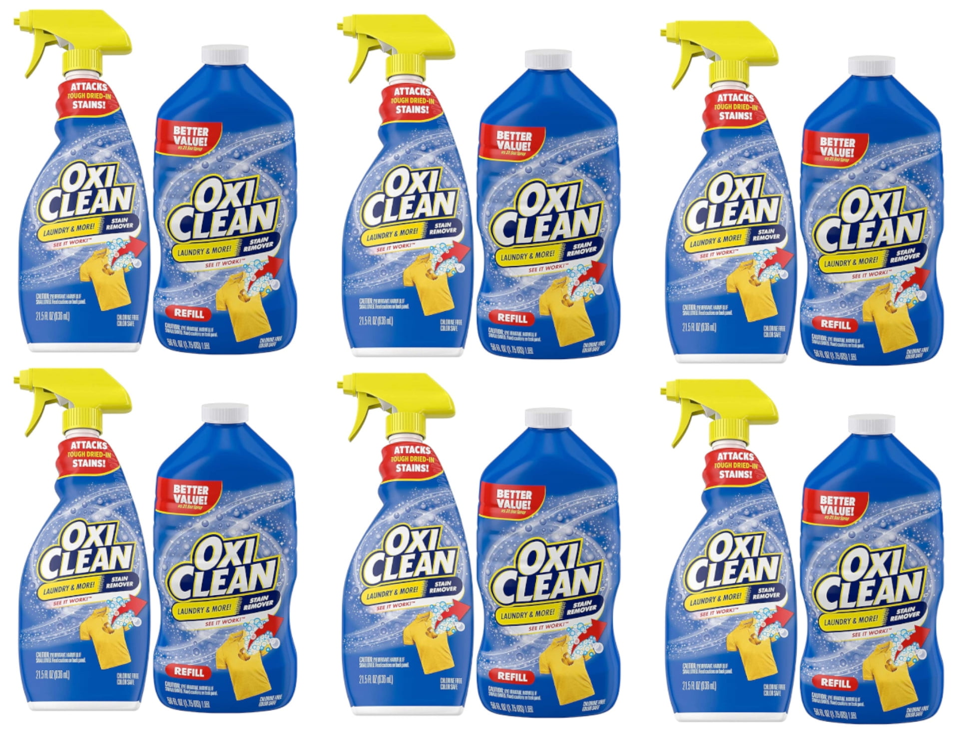 OxiClean Laundry Stain Remover Bundle Pack 21.5 oz. Spray Bottle + 56
