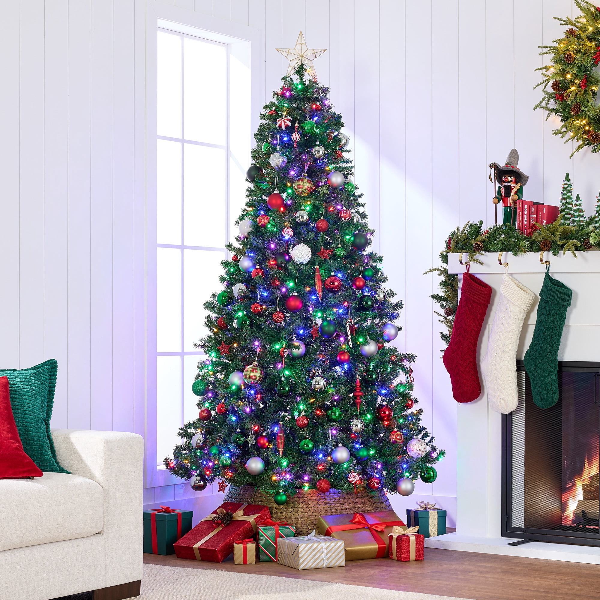 Best Choice Products 6ft Pre-Lit Spruce Hinged Artificial Christmas Tree w/ 250 Multicolored Lights, Stand