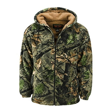 Camo Rainwear - Trail Crest Men's Sherpa Lined Camo Hooded Jacket W/ Magnet, 2X