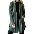 thumbnail image 2 of Wancir Women Hooded Zip UP Cardigan Cable Knit Sweaters Solid Color Chunky Long Sweater Coats, 2 of 9