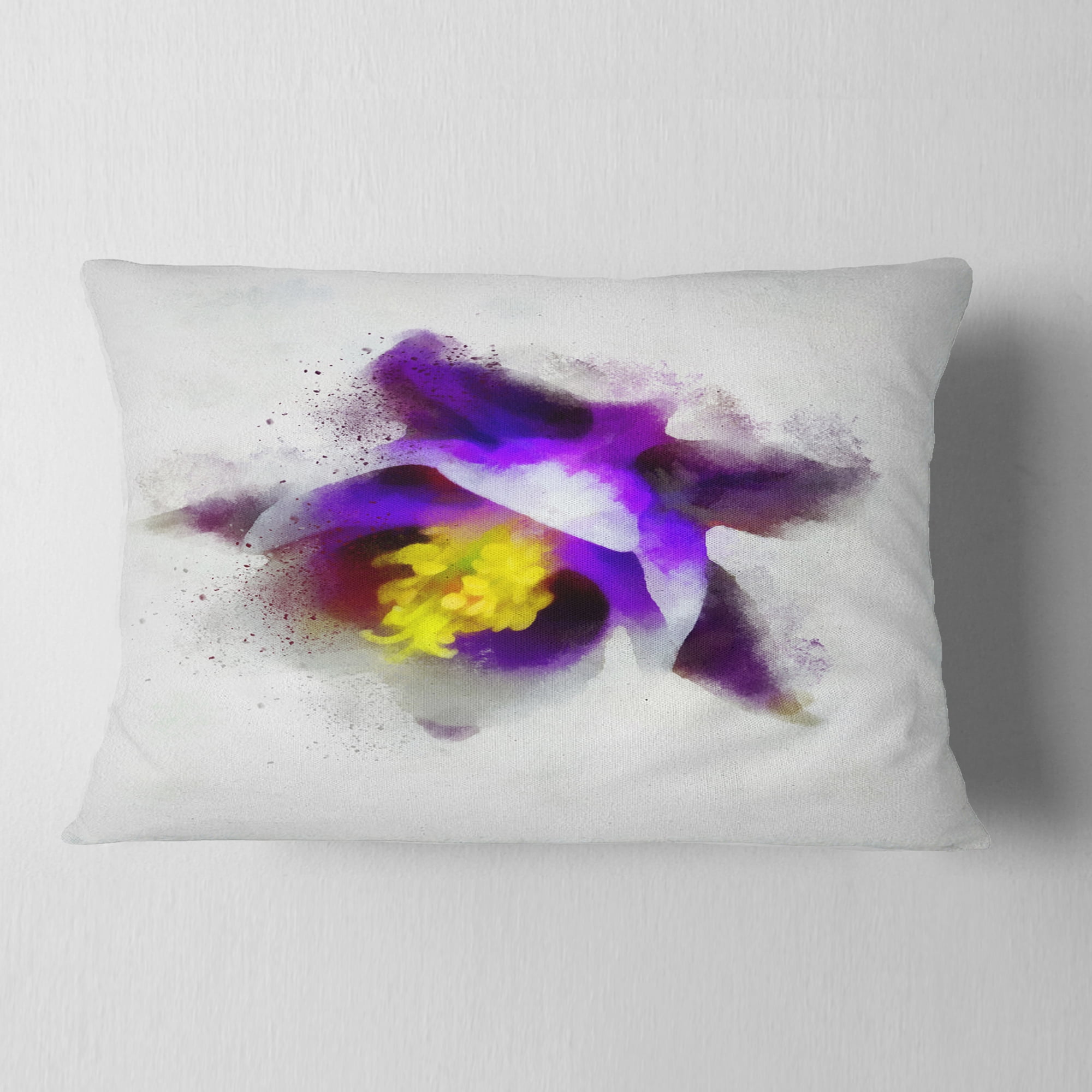 Designart Blue Flower with Yellow Stigma - Floral Throw Pillow - 12x20