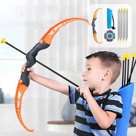BESTSKY New Bow and Arrow, Light Up Kids Bow and Arrow Set with 10 Suction Cup Arrows, Archery Target & Arrow Case, Indoor Outdoor Toys for Boys Girls Ages 3-5, 4-6, 6-8, 8-10, 8-13