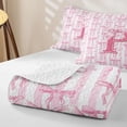 thumbnail image 4 of Meiyoeat Sweet Bow Letter P Twin Quilt Set for Girls,Lovely Stripe Twin Coverlet Set,Light Pink White, 4 of 7