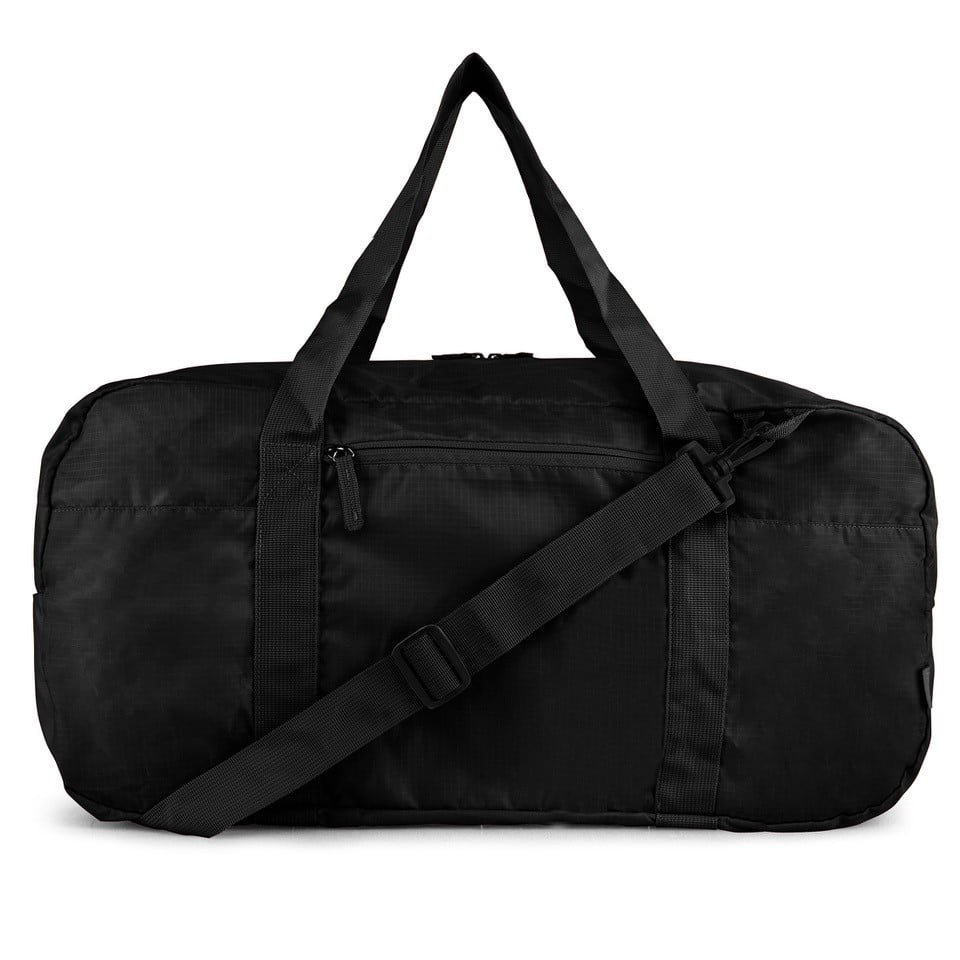 iFLY Large 50L Packable Travel Duffel Bag with Adjustable Strap, Black