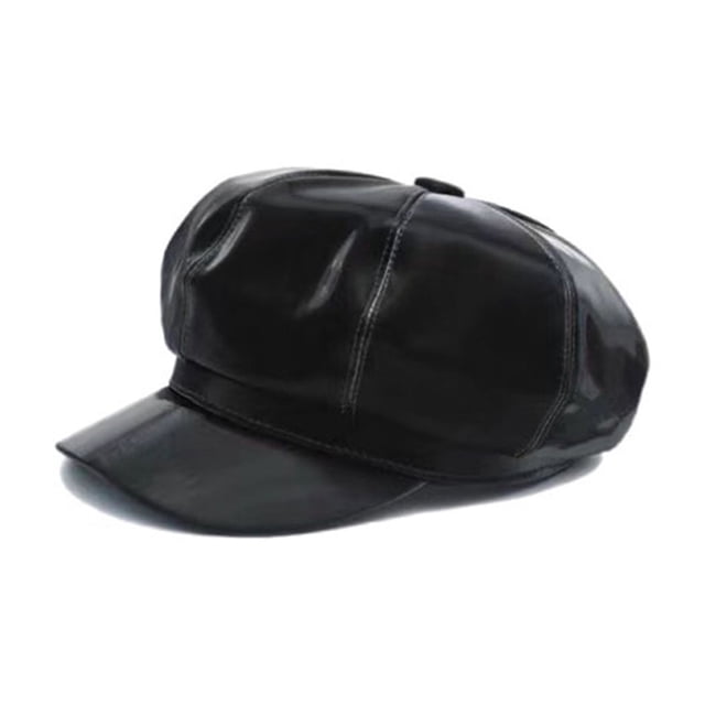 Béret Chapeau d'Hiver pour Femmes Chapeau en Cuir Creux Chapeau pour Hommes Chapeau Octogonal en Cuir Mode Fête Rétro Britannique Béret, Design Classique