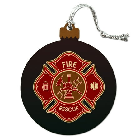 - Firefighter Fire Rescue Maltese Cross Wood Christmas Tree Holiday Ornament