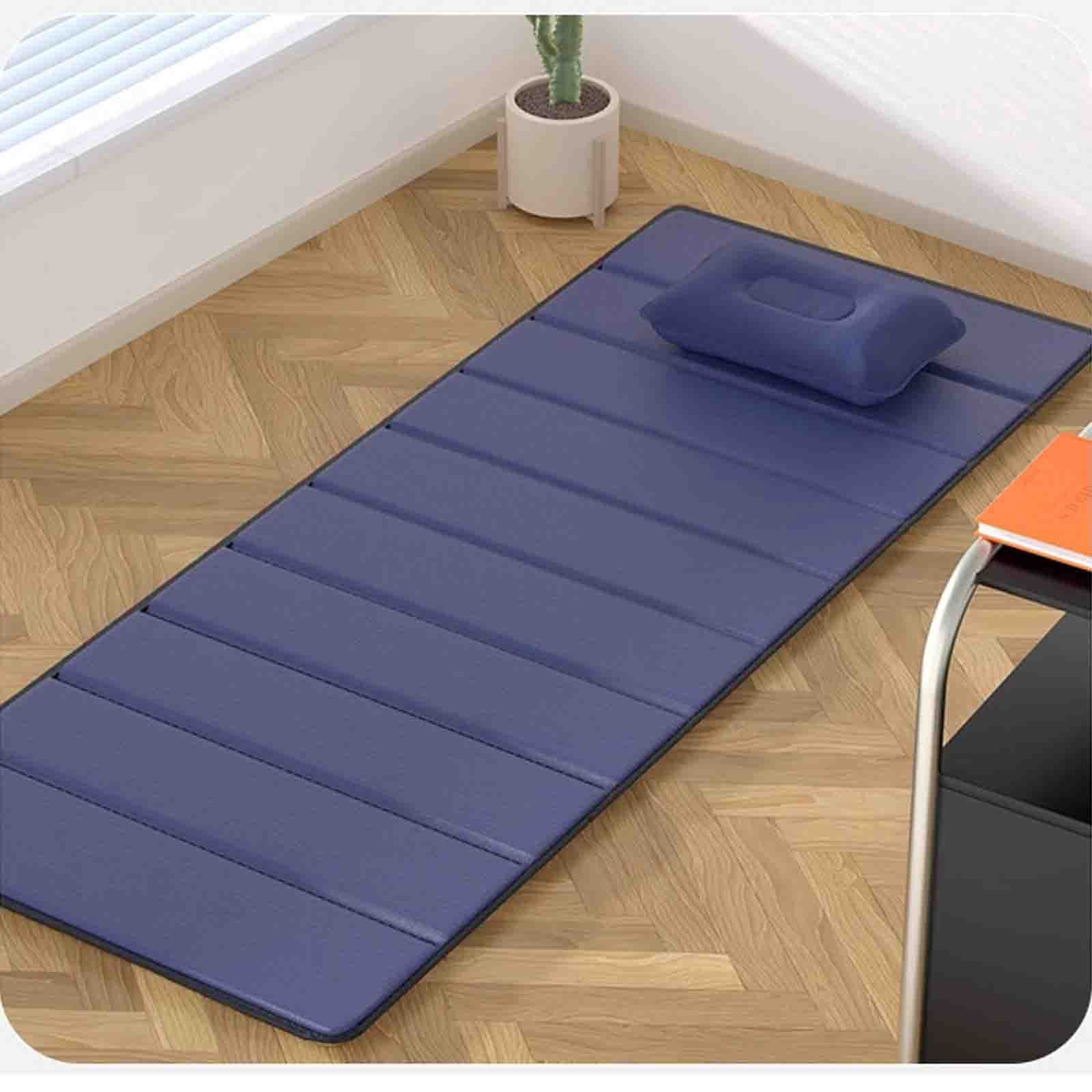 Foldable Camping Sleeping Pad with Inflatable Pillow, Floor Bed Mattress Sitting Pad, Folding Waterproof Camping Pads Soft Mat, Outdoor Sleeping Mat for Hiking Travel Truck Bed Tent Yoga, Blue