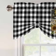 thumbnail image 4 of Tie Up Valance Curtain for Kitchen,Farm Sunflower Daisy Black White Buffalo Rod Pocket Short Curtains Adjustable Tie-Up Shade Valances,Rustic Bee Honeycomb Window Treatment for Bathroom Living Room, 4 of 9