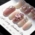 thumbnail image 3 of [Featured] Pink Diamond Ball Milk Heart High-quality Light Luxury Pure Handmade Wearing Nail Fashion Whitening Nail Patch, 3 of 7