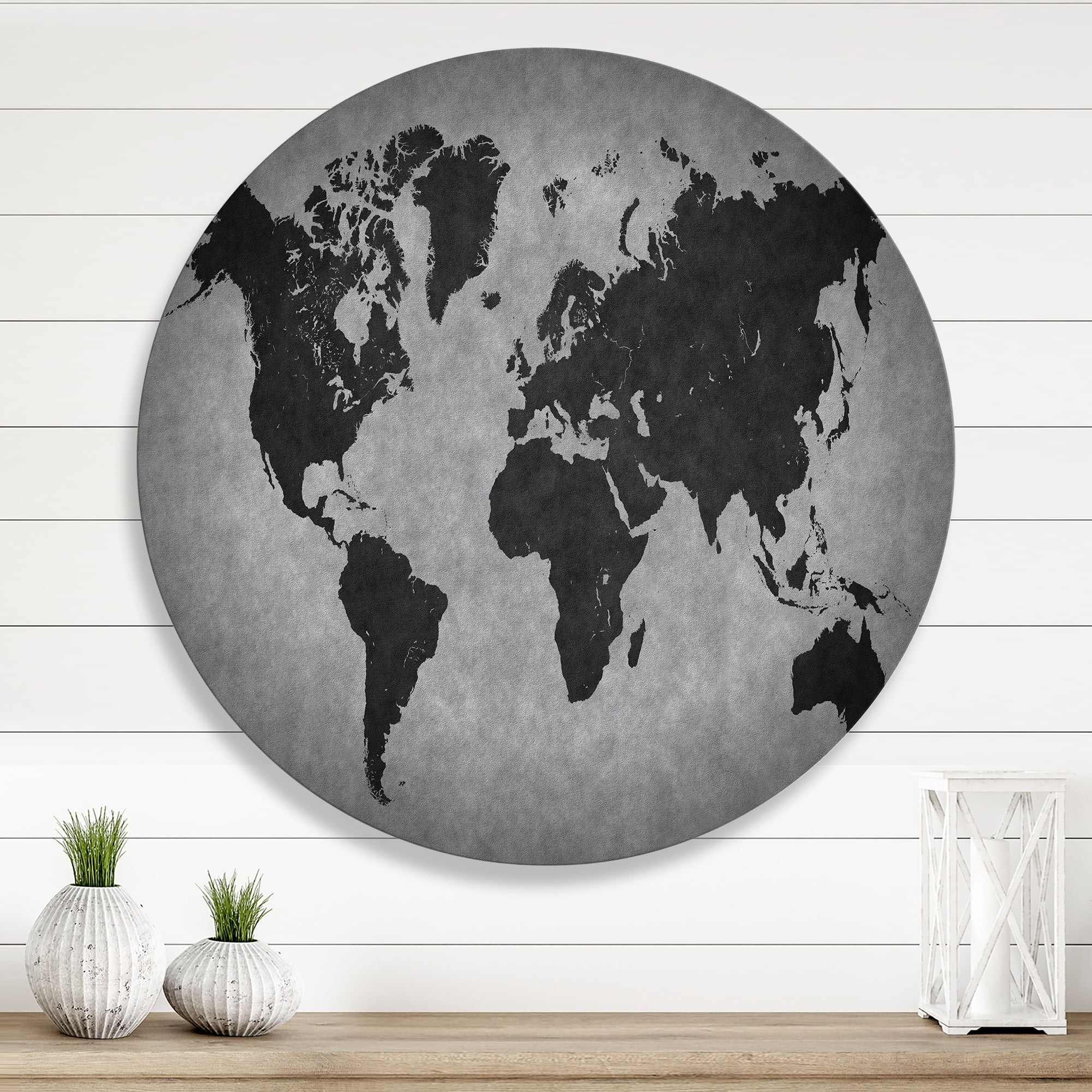 Designart 'Ancient World Map IX' Vintage Circle Metal Wall Art 11x11 - Disc of 11