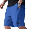 thumbnail image 4 of FUZHIQ Joggers for Men Shorts Solid Color Drawstring Elastic Waist Plus Size Shorts Loose Summer Beach Shorts Pull-On Knit Shorts with Pockets Daily Wear,L, 4 of 7