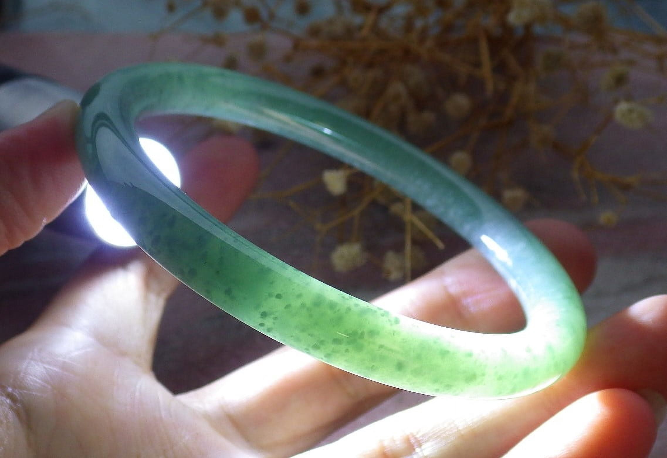 Icy Green Natural A JADE Jadeite Circle Bangle Bracelet 60 mm 685082 TN