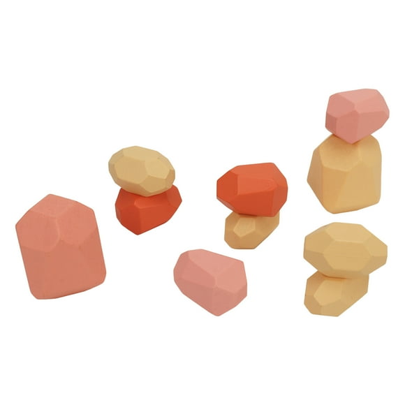 Sorting Stacking Rocks Stones, Wooden Stone Stacking Game 10 PCS Pine Wood Smooth Surfaces Promote Creativity for Home