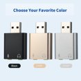 thumbnail image 2 of Silver USB 2.0 External Sound Card Adapter - Plug & Play USB to 3.5mm Audio/Mic Converter for Laptops, Desktops, and USB-Enabled Devices - Supports Windows XP/7/8/10 & macOS - Lightweight 9g, 2 of 6