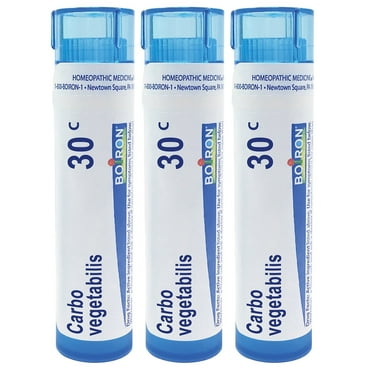 Boiron Carbo Vegetabilis 30C, Homeopathic Medicine for Digestive Relief, 3 Count (3 x 80 Pellets)