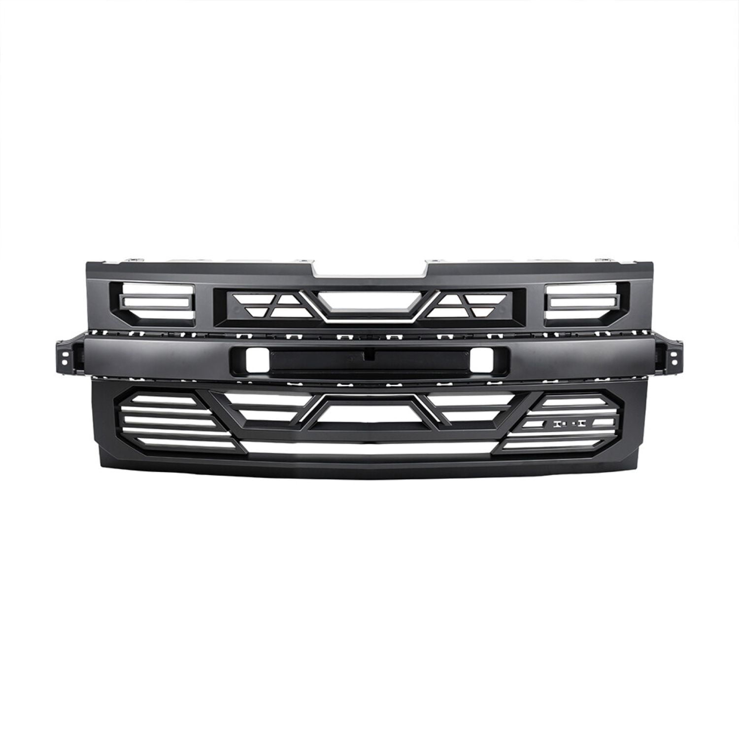 AMERICAN MODIFIED Front Armor Grille W/Emblem HolderMatte Black For 2019-2021 Chevy Silverado 1500 WT Custom