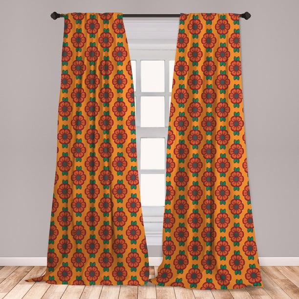 burnt-orange-curtains-2-panels-set-abstract-flourishing-nature-pattern