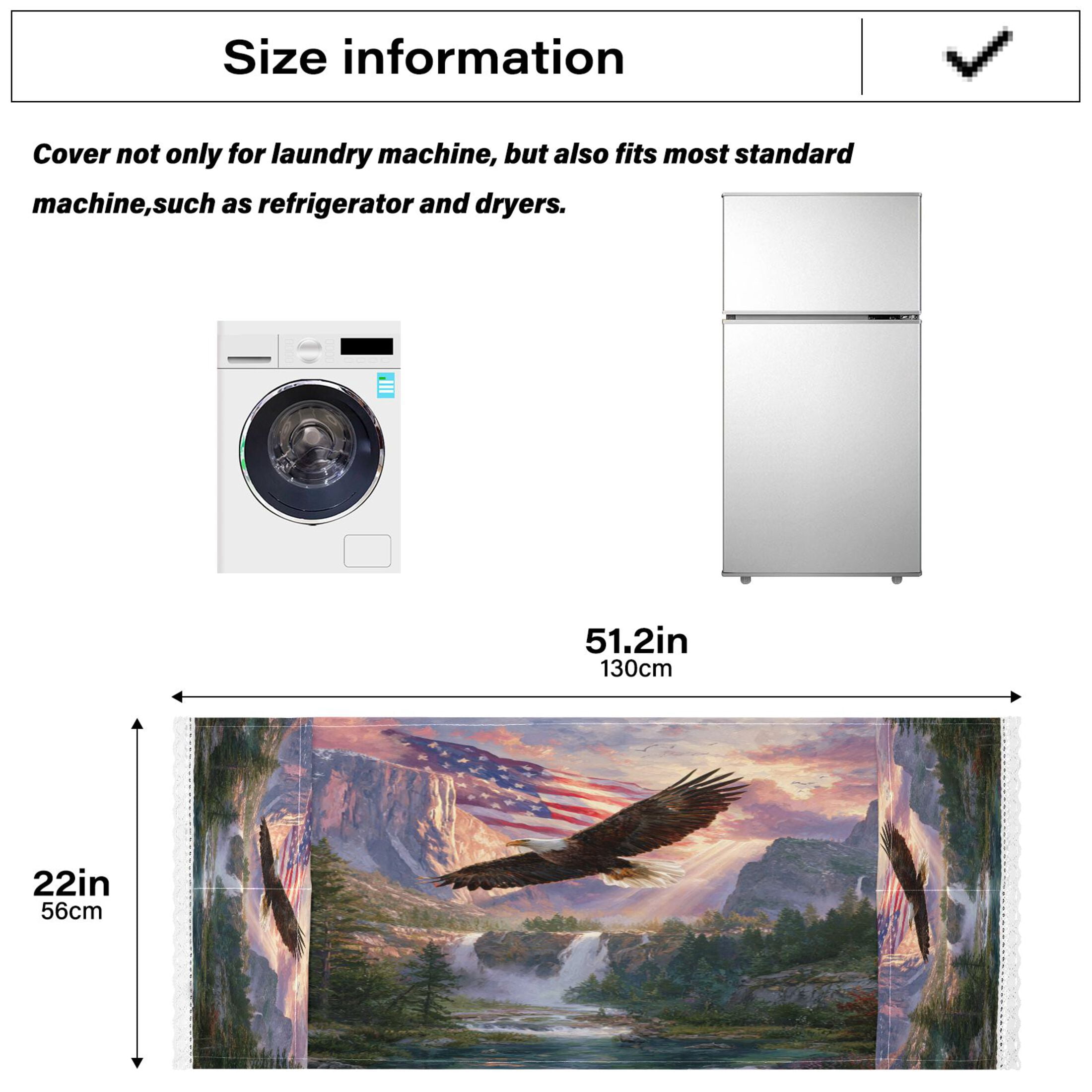 Wobogo Patriotic Eagle Mountain Washing Machine Cover Dustproof Washer Dryer Cover Waterproof Laundry Room Decorative Protector