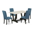 thumbnail image 2 of East West Furniture V626EL121-5 5-Piece Gorgeous Rectangular Dining Room Table Set an Excellent Linen White dining table Top and 4 Stunning Linen Fabric Dining Room Chairs with Nail Heads and..., 2 of 10