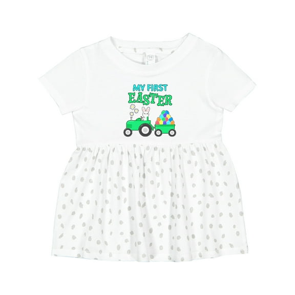 Inktastic My First Easter Bunny and Tractor Girls Baby Dress