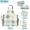 thumbnail image 3 of 5 Pcs Kitchen Set Heat Resistant Oven Mitts and Non-Slip Pot Holders with Adjustable Cooking Apron Watercolor Snowflakes, 3 of 6