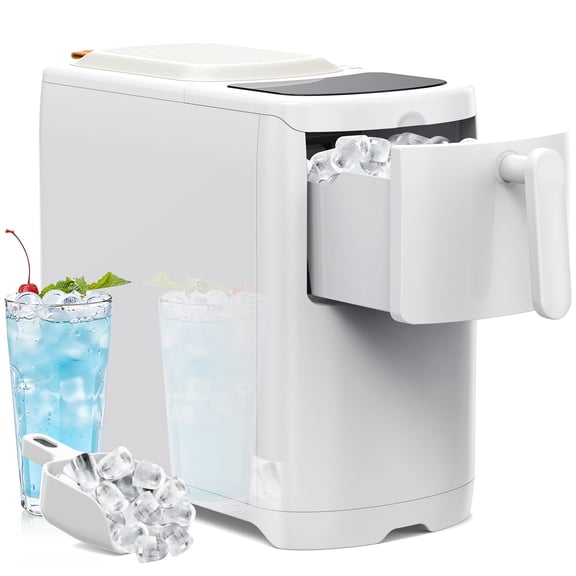 KNDKO Countertop Bullet Ice Maker, 6 Bullet ICES in 8 Mins, 18Lbs/Day, Self-Cleaning Operation, with Pull-Out Basket, White