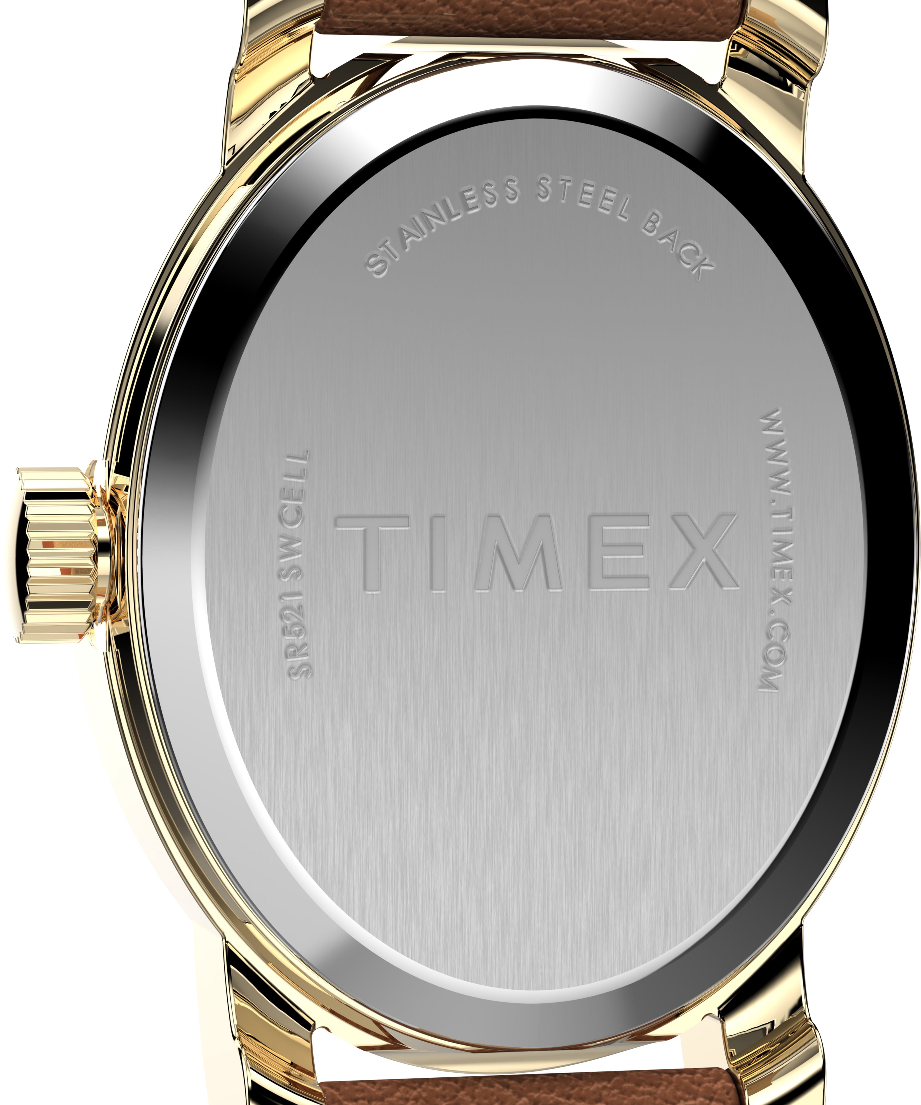 Timex Women's Cavatina 18mm Watch - Brown Strap Mother of Pearl Dial Gold-Tone Case