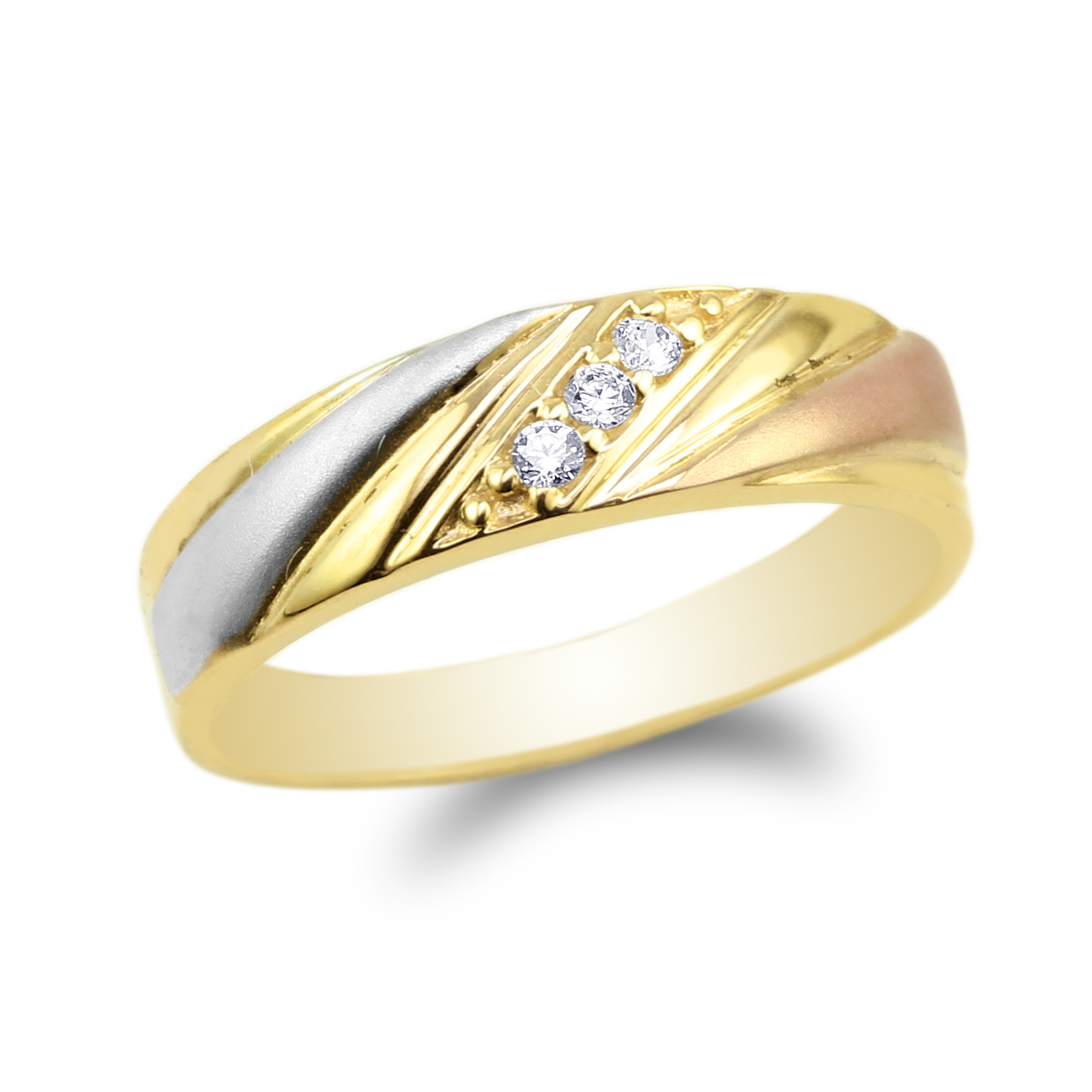 JamesJenny Ladies 14K Yellow Gold Round CZ Engagement /& Wedding Band Ring Size 4-10
