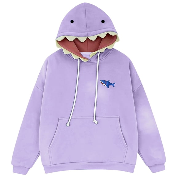IWRICH Cute Animal Hoodies for Women Men Long Sleeve Hooded Sweatshirts Long Sleeve Casual Fashion Pullover Tops Purple XL