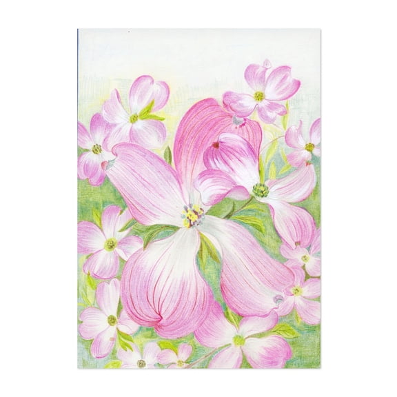 Pink Dogwood - Glen Rock Pennsylvania Drawing Floral Flowers Botanical Pastel Nature Scenic Unframed Wall Art Print 4 x 6 inches