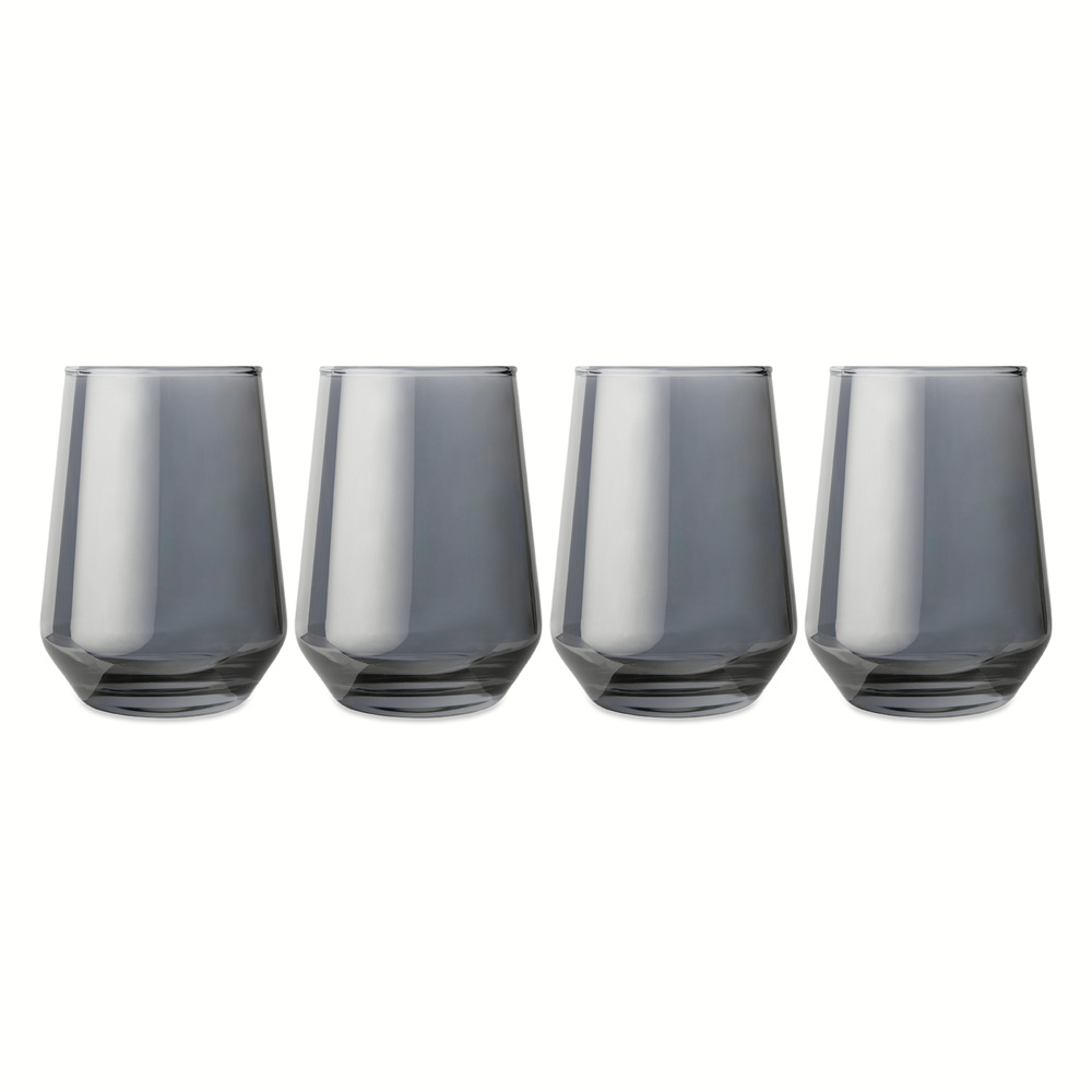 Thyme & Table Smoke Angled Stemless Wine Glasses, Set of 4 photo 1