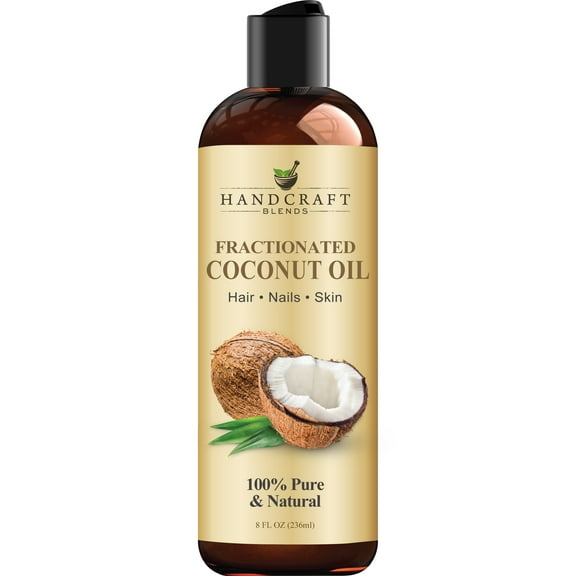 Handcraft Blends Fractionated Coconut Oil for Skin, Hair and Body, Premium Grade Carrier Oil, 8 oz