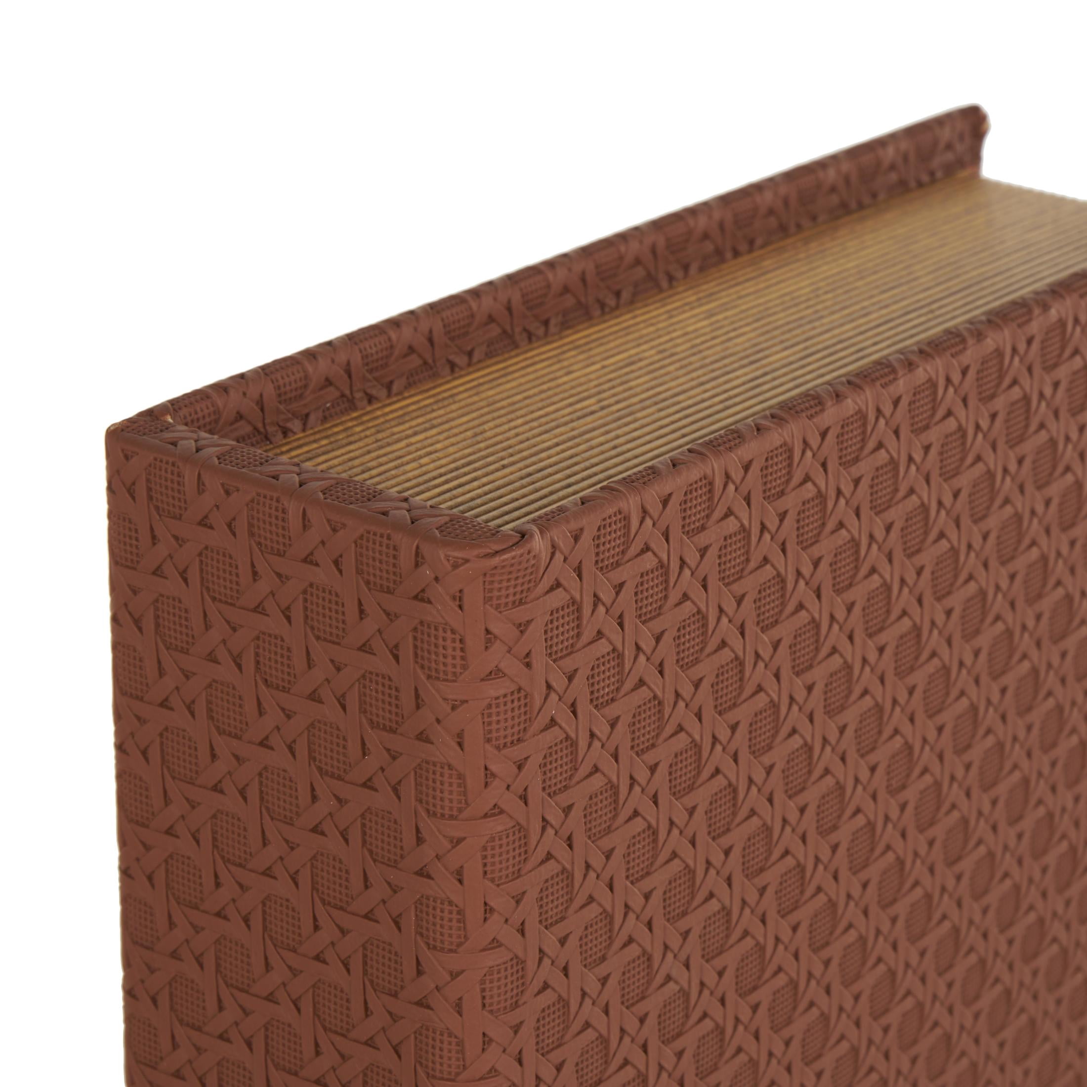 DecMode Woven Grid Faux Book Storage Copper Faux Leather Decorative Box, 3 Count