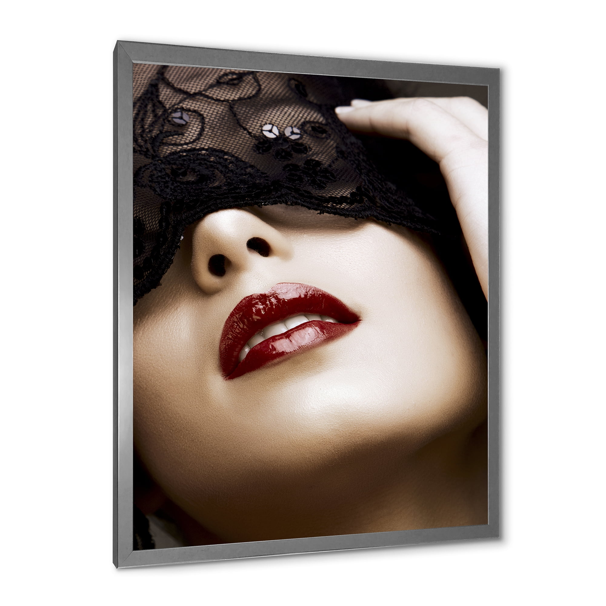 Designart 'Portrait Of Modern Girl With Mask' Modern Framed Art Print
