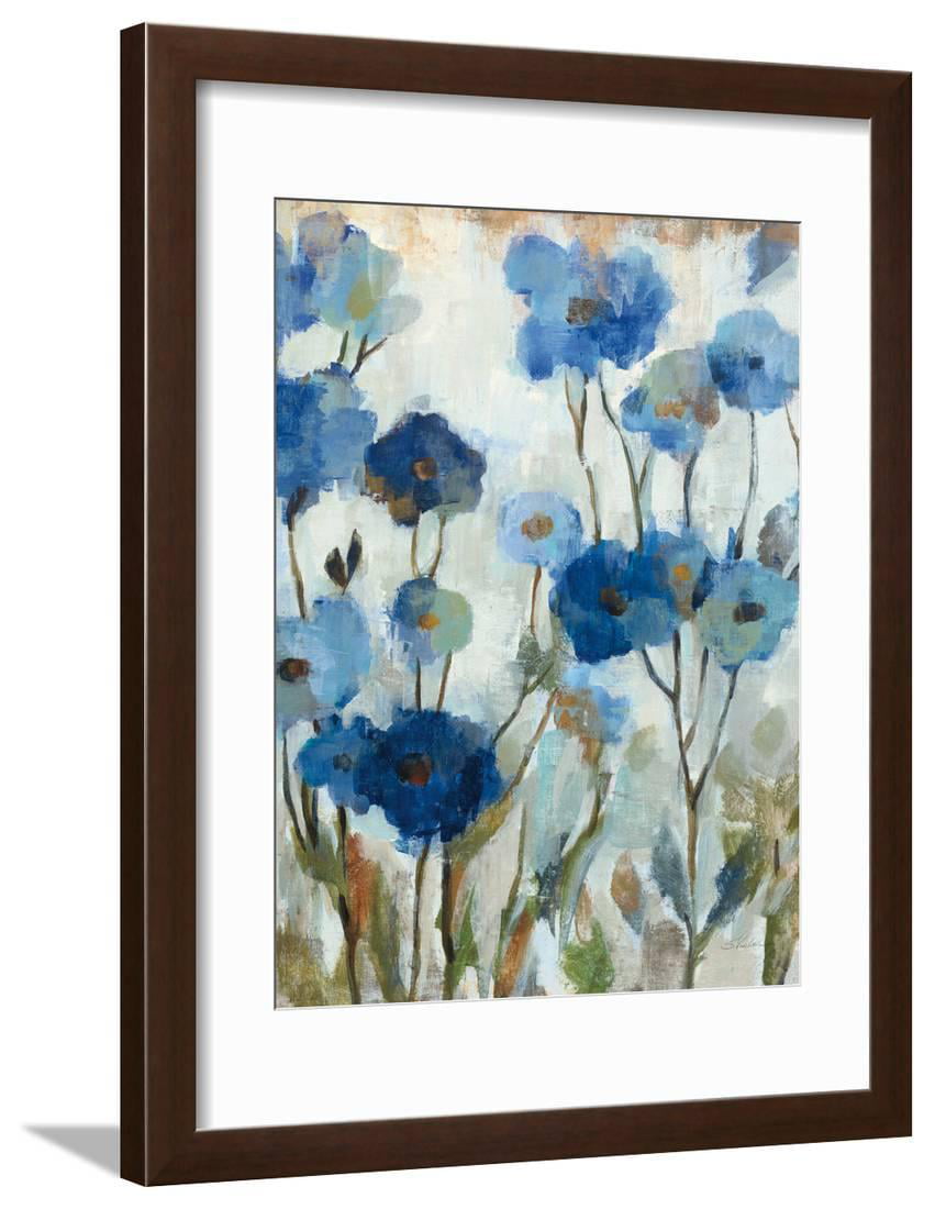Abstracted Floral in Blue III Flower Painting Framed Print Wall Art By