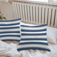 thumbnail image 6 of Navy Blue Grey Stripe Throw Pillow Covers 20x20 Inch Set of 2, Farmhouse Modern Art Striped Waterproof Outdoor Pillow Covers, Decorative Cushion Pillowcases for Couch, Sofa, Bed, Garden, Patio, 6 of 9