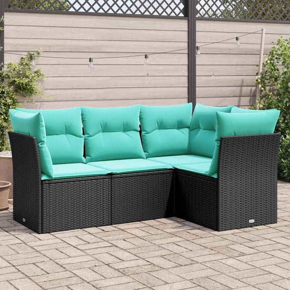 vidaXL Garden Sofa Set Black PE rattan Medium Modular Garden Sofa Set