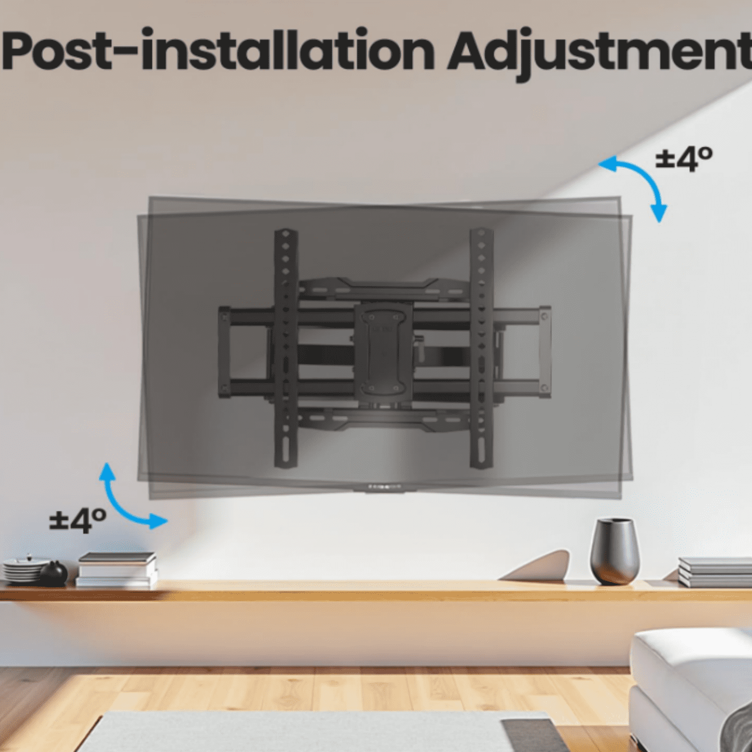 Listed Full Motion TV Wall Mount Bracket for Most 37-86 inch TVs, Swivel Tilt Extension Level TV Mount, Max VESA 600x400mm, Holds up to 132lbs & 16" Wood Studs with Hole Drilling Template