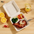thumbnail image 2 of Fitsu 9x9 Compostable Heavy Duty Disposable Take Out Container 24pc,3 Compartments,parchment paper,Eco-Friendly Biodegradable,BPI, 2 of 7