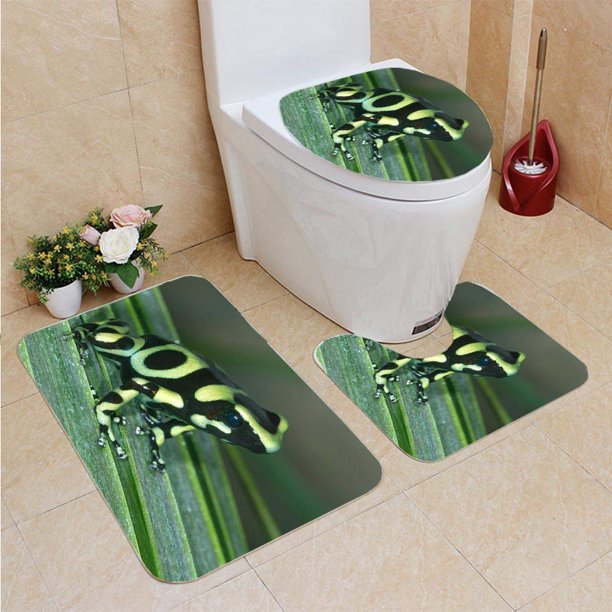 Gohao Posion Frog 3 Piece Bathroom Rugs Set Bath Rug Contour Mat And Toilet Lid Cover Walmart Com Walmart Com