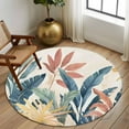 thumbnail image 3 of Tropical Leaves Round Rug 5ft Washable Circle Kitchen Rugs Non Slip Colorful Summer Watercolor Botanical Large Area Rug Indoor Floor Carpet for Bedroom Living Room Home Office Dining Room Nursery, 3 of 8