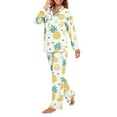 thumbnail image 3 of Garronmavis Hawaii Pineapple Womens Pajama Sets 2 Piece Pjs Long-Sleeved Button Down Sleepwear Cozy Lightweight Winter Nightwear Lounge Outfit, 3 of 7