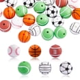 thumbnail image 1 of 12Pcs 6 Style Basketball/Soccer/Tennis/Baseball/Rugby/Volleyball Silicone Beads DIY Nursing Necklaces and Bracelets Making Chewing Pendants For Teethers Mixed Color 15mm Hole: 2mm, 1 of 5
