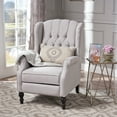 thumbnail image 2 of GDF Studio Elizabeth Contemporary Tufted Wingback Pushback Recliner, Light Gray and Dark Brown, 2 of 11