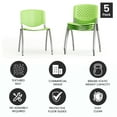 thumbnail image 4 of Flash Furniture 5 Pack HERCULES Series 880 lb. Capacity Green Plastic Stack Chair with Titanium Gray Powder Coated Frame, 4 of 13